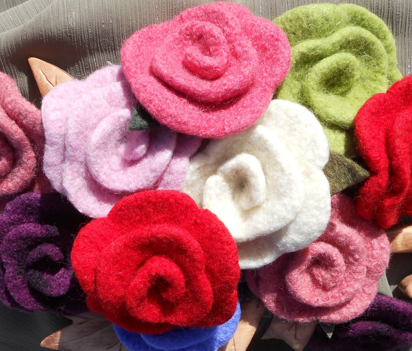 Hand Felted Rose Brooch