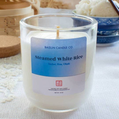 Steamed White Rice- Scented Candle: 7oz. Tin / Crackling Wooden Wick