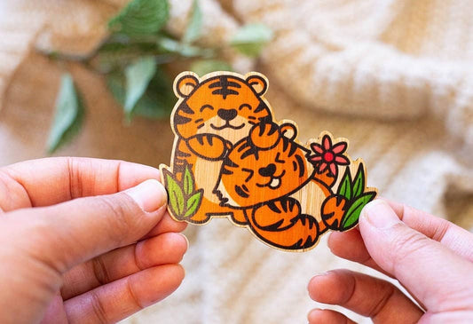 Tiger Cubs Bamboo Sticker