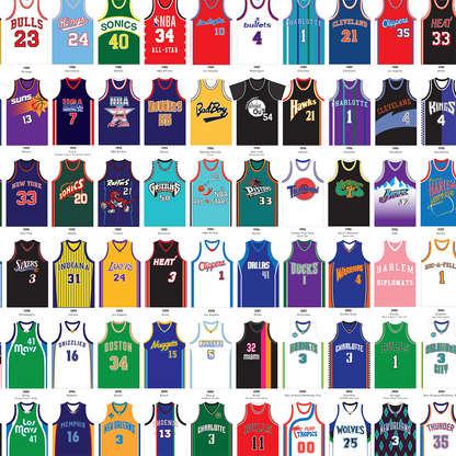 Visual Compendium of Basketball Jerseys | 24" x 36" Print