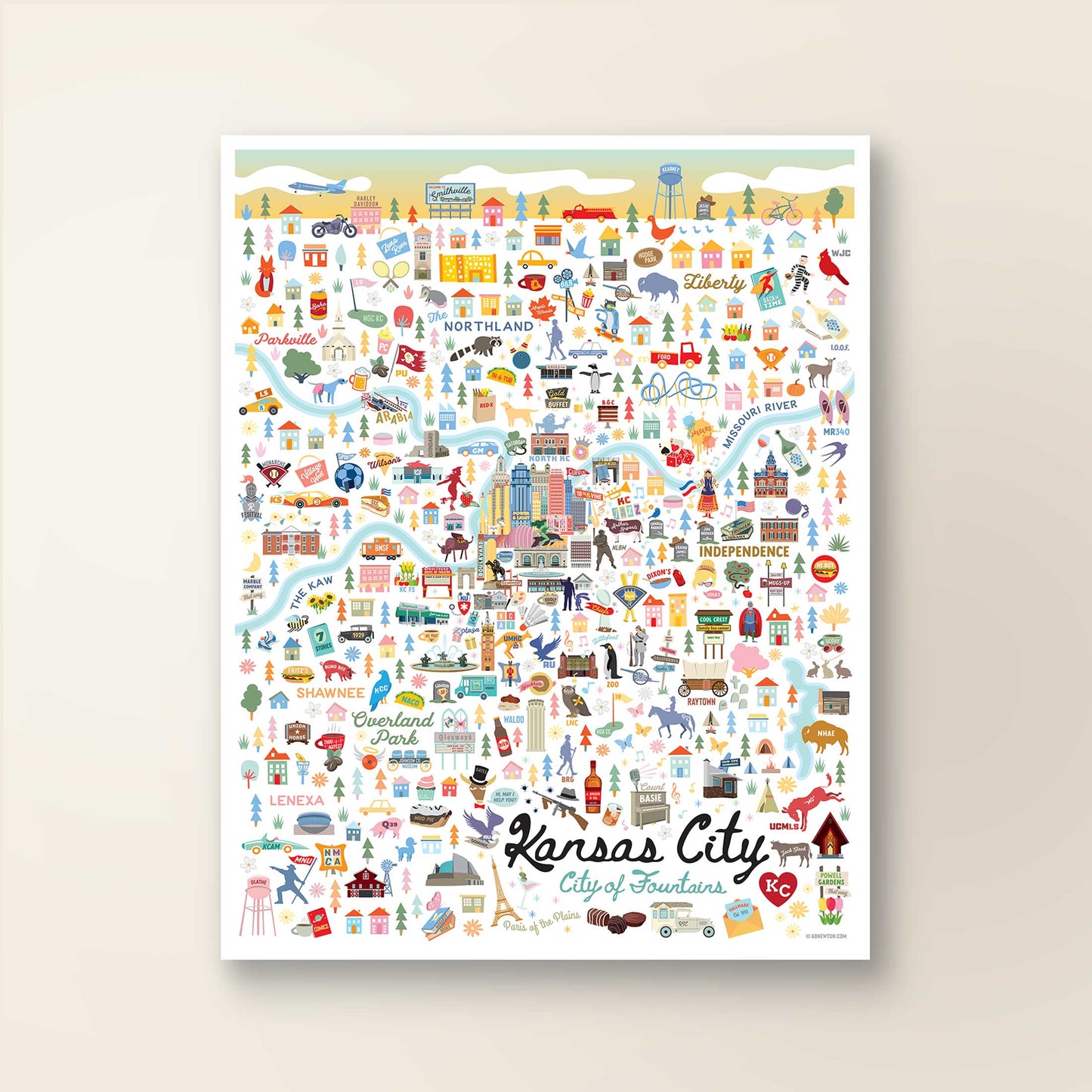 KANSAS CITY MO City Map Art Wall Decor City Series Print: 11x14 / Day