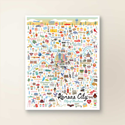 KANSAS CITY MO City Map Art Wall Decor City Series Print: 11x14 / Day