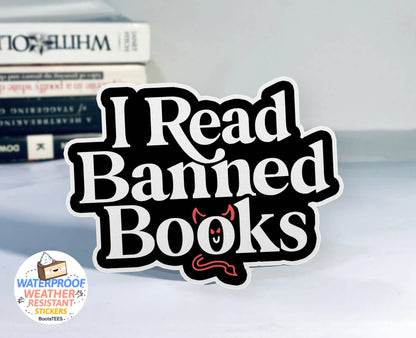 I Read Banned Books Sticker, 3" Waterproof Bookstore Decal