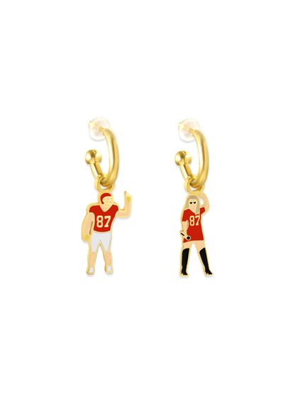 Kansas City #87 Tight End & Taylor Swift Huggie Hoop Earrings
