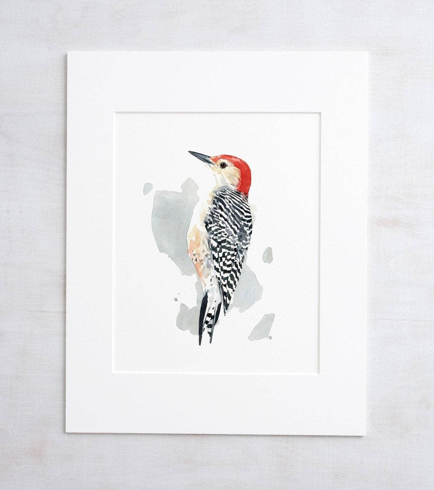 Red-bellied Woodpecker Print Watercolor Bird Painting: 8x10 (11x14 mat)