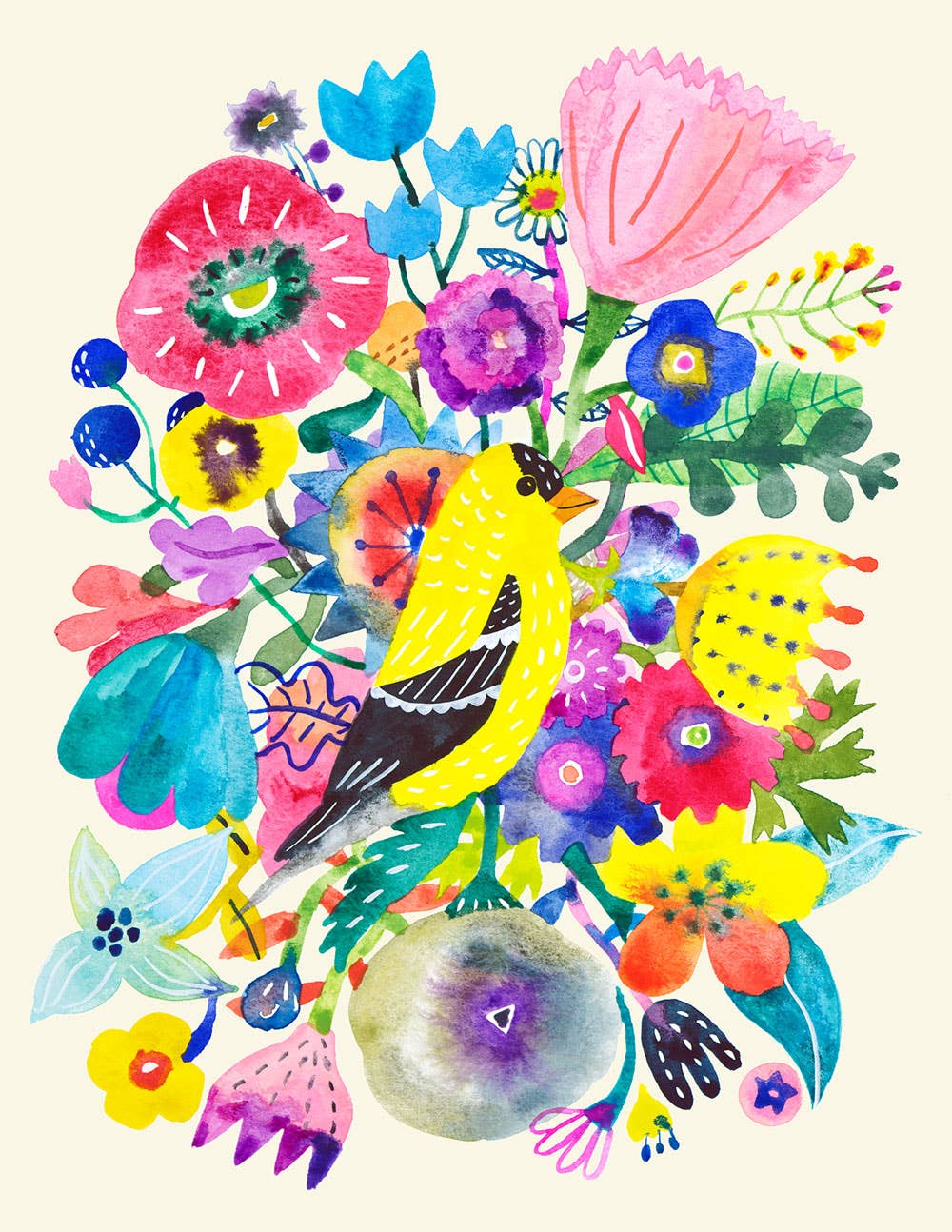 Goldfinch & Flowers Everyday Greeting Card