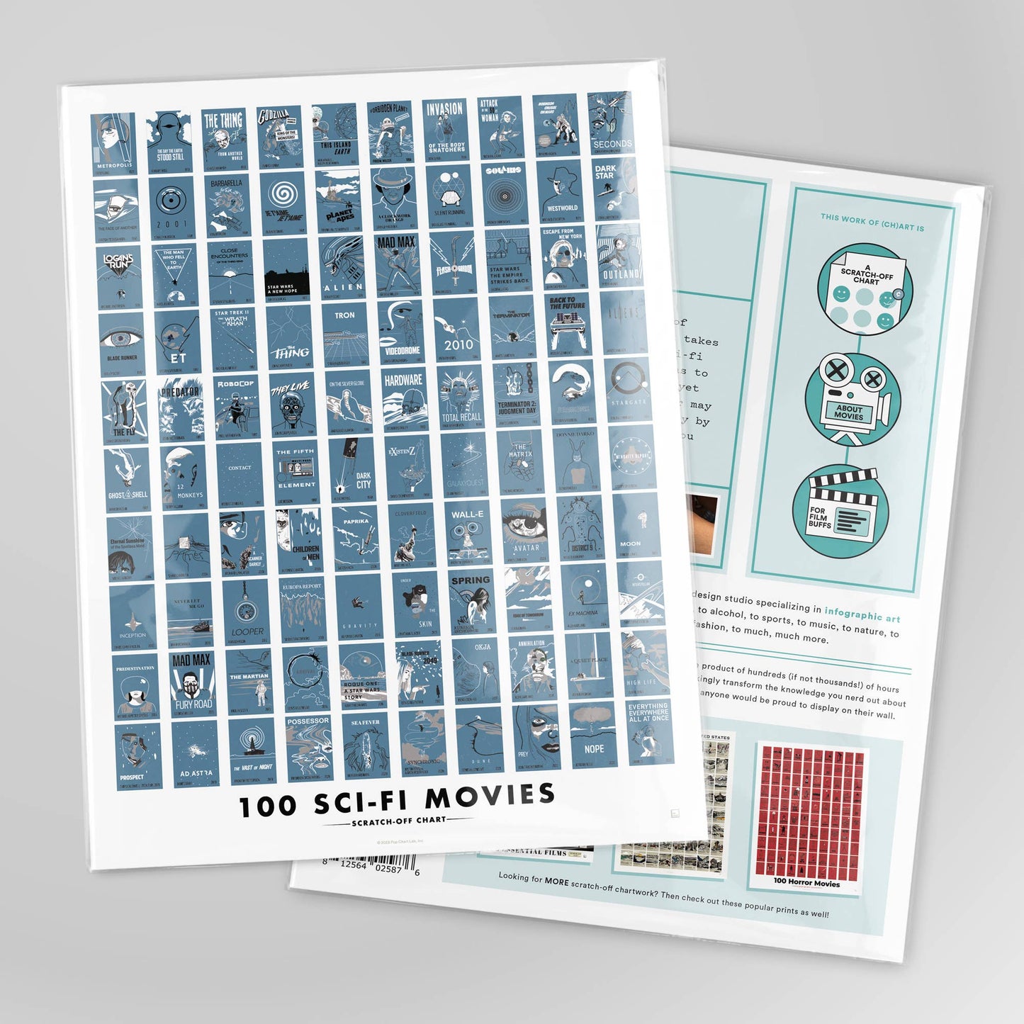 100 Sci-Fi Movies Scratch-Off Chart | 12" x 16" art print