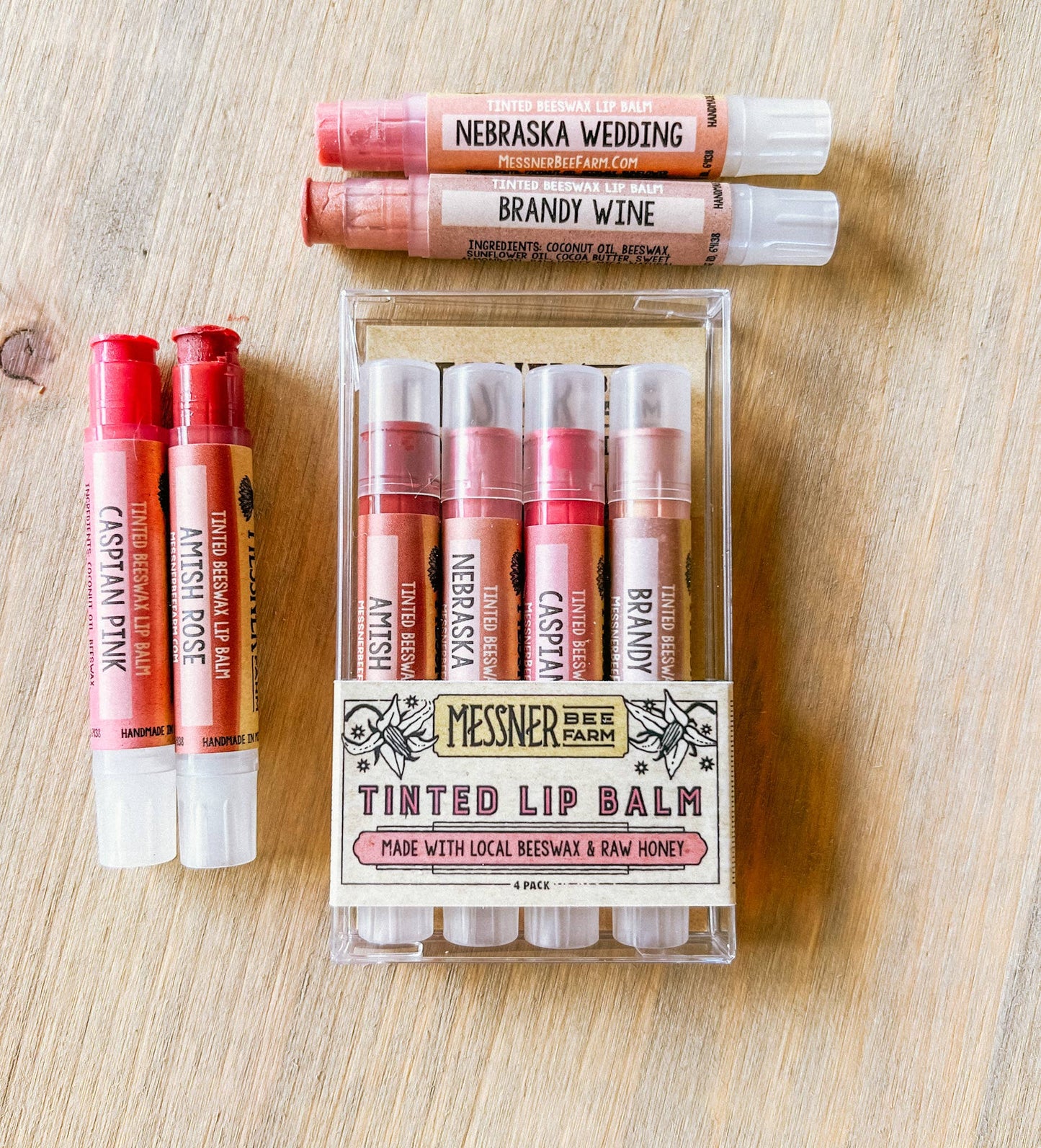 Lip Tint Pack of 4 Messner Local Beeswax Lip Balms