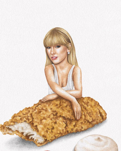 Taylor Swift Chicken Tender Watercolor Print