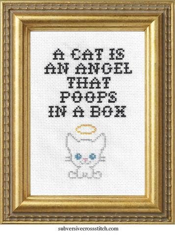 A Cat is an Angel - Deluxe Cross Stitch Kit