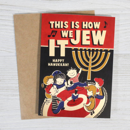 This Is How We Jew It - Cute Vintage Hanukkah Greeting Card