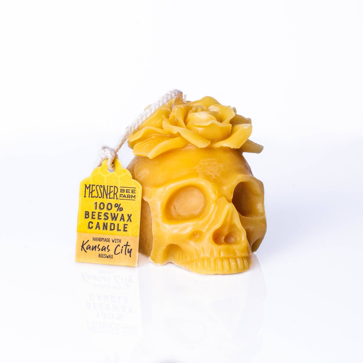 Floral Skull Candle - 100% Beeswax - Handmade