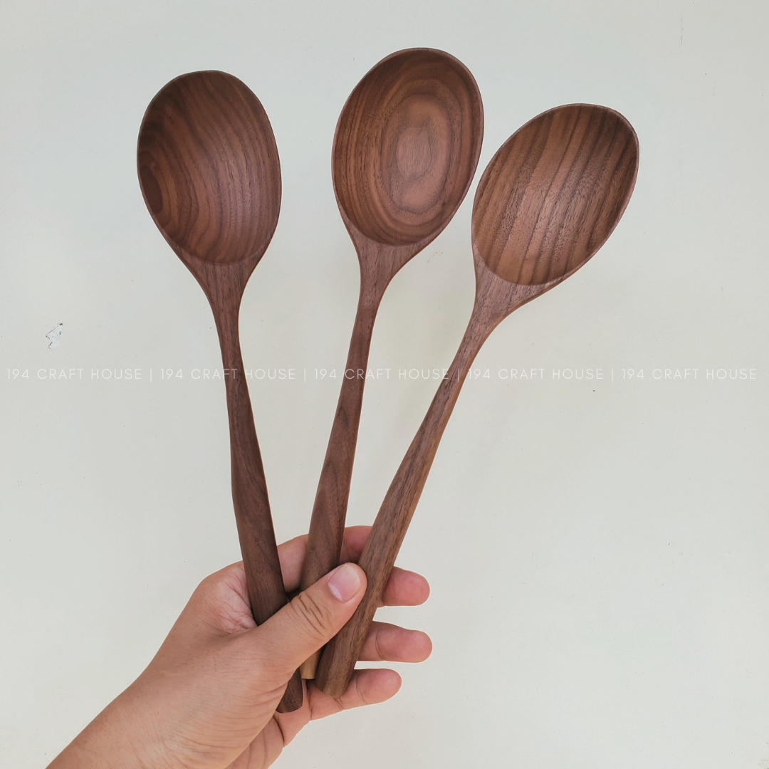 Large Walnut Wooden Spoon - Kitchen Serving Utensils