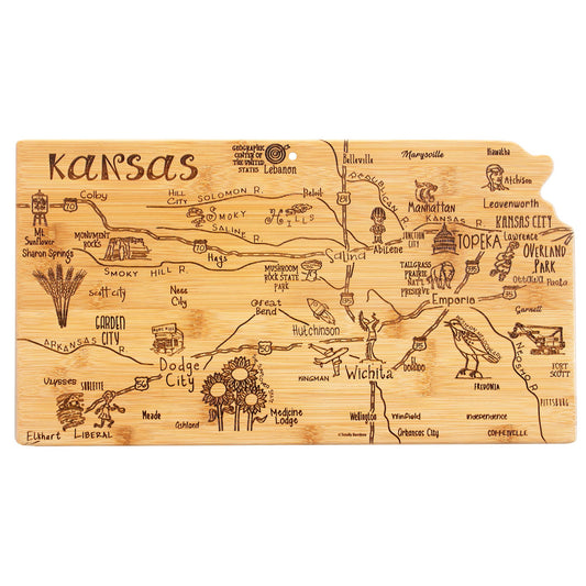 Destination Kansas State-Shaped Serving & Cutting Board