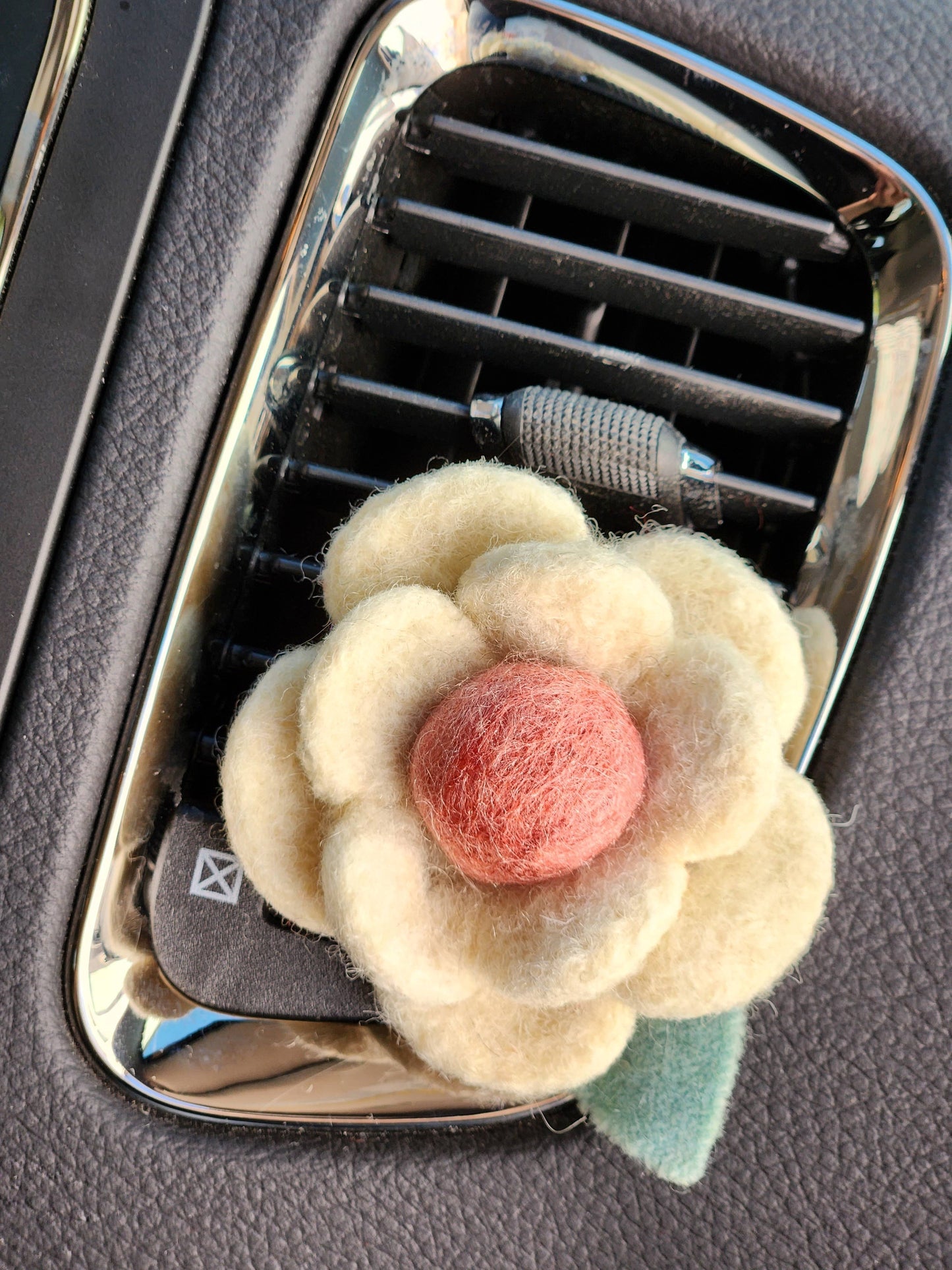 Handmade Felted Flower Car Vent Clip & Diffuser