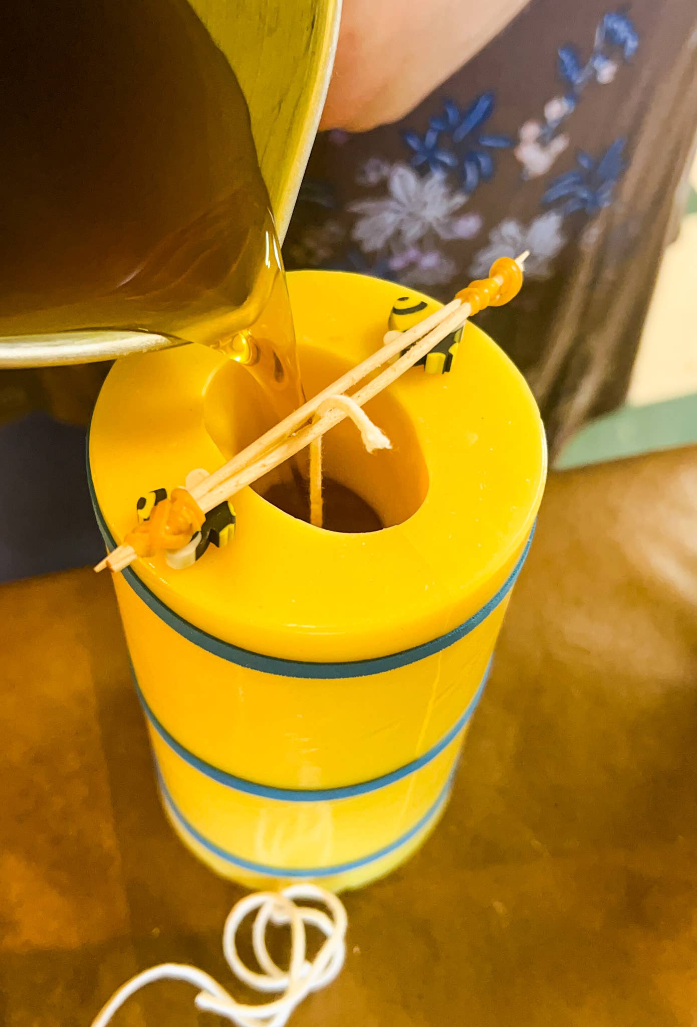 Floral Skull Candle - 100% Beeswax - Handmade