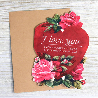 Funny Valentine's Card - Dishwasher Loading Joke