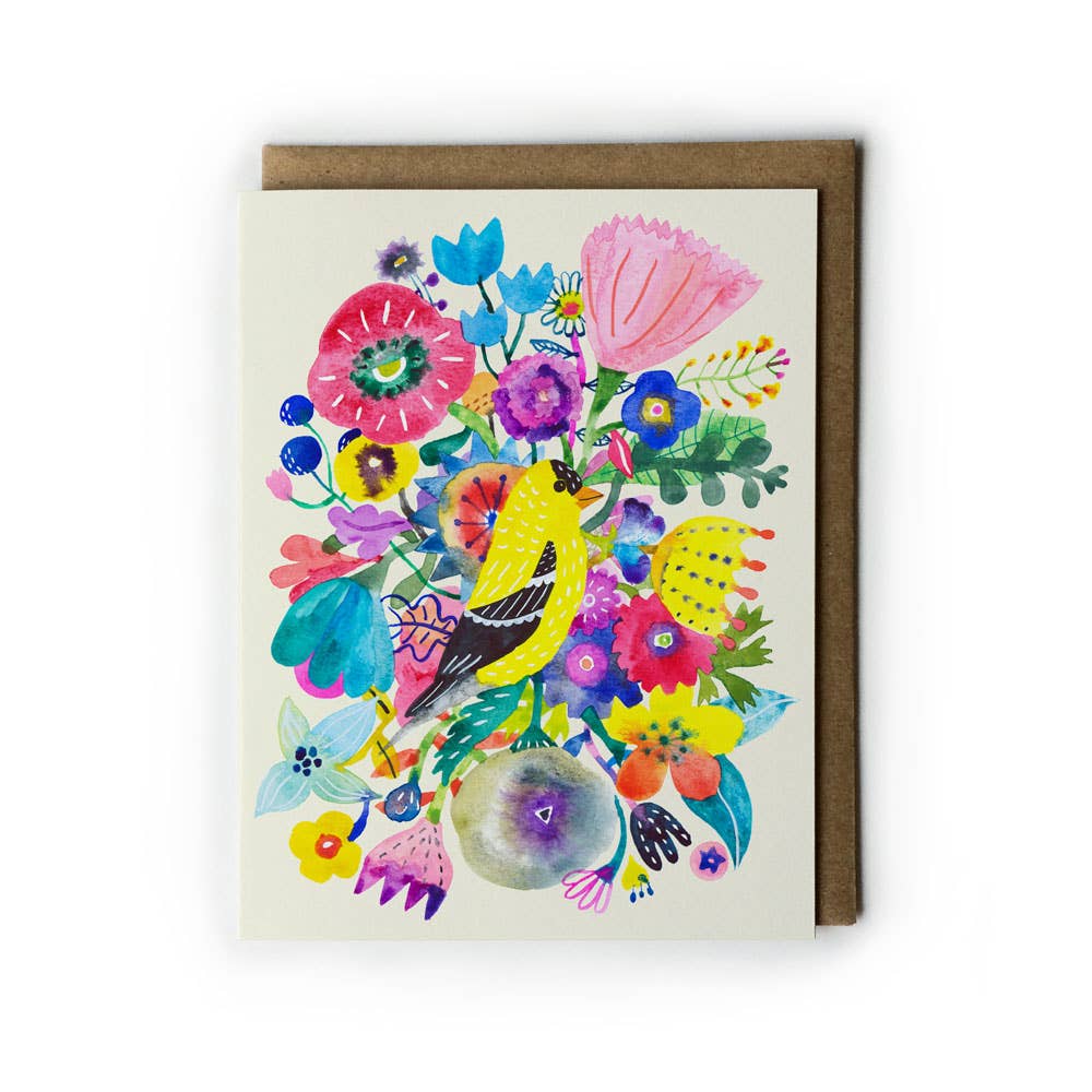 Goldfinch & Flowers Everyday Greeting Card