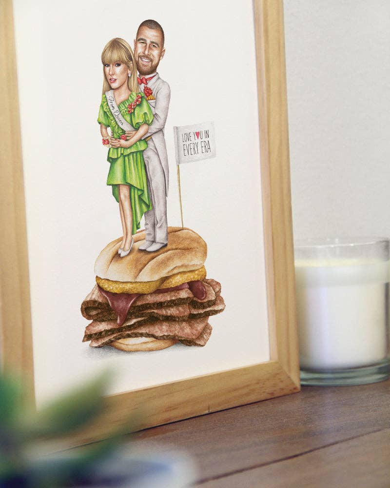 Taylor Swift and Travis Kelce Watercolor Print