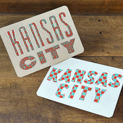 Kansas City Postcard - Red, Teal and Silver