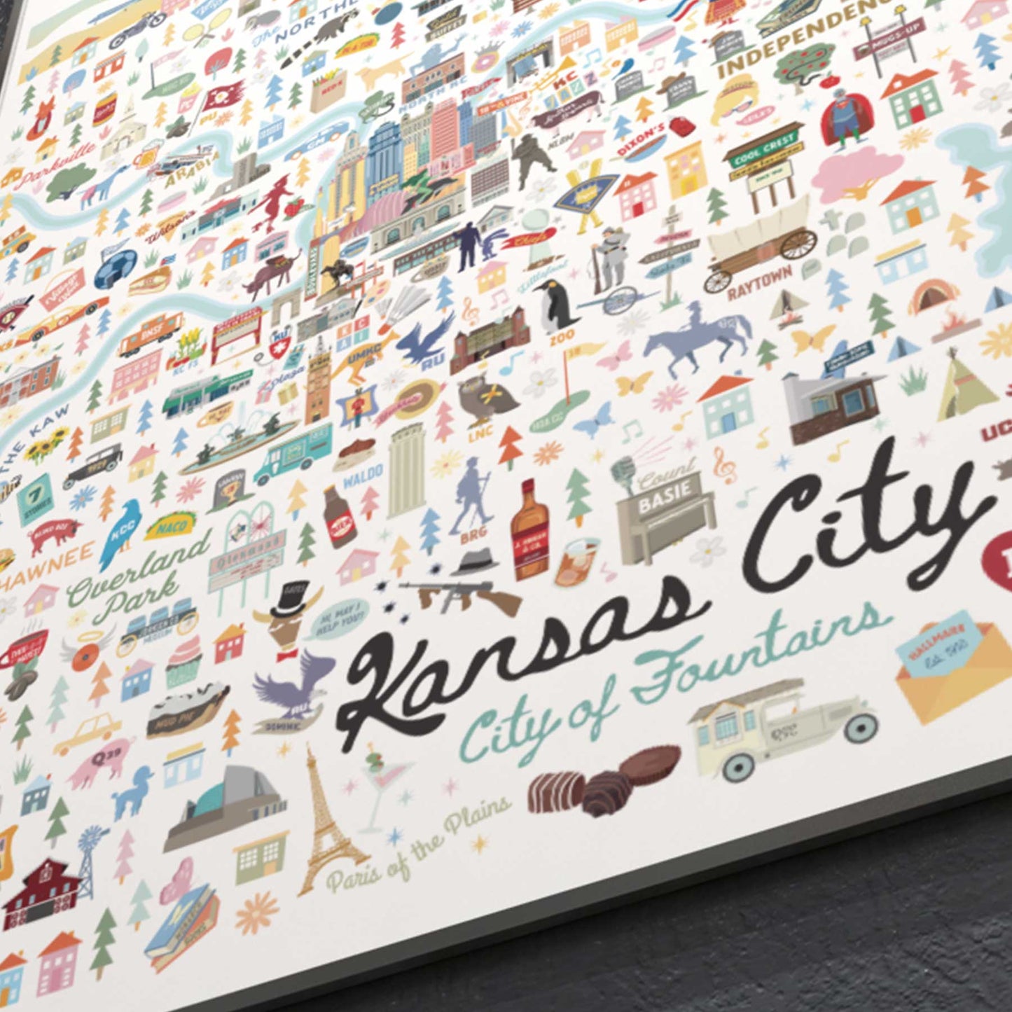 KANSAS CITY MO City Map Art Wall Decor City Series Print: 8x10 / Night