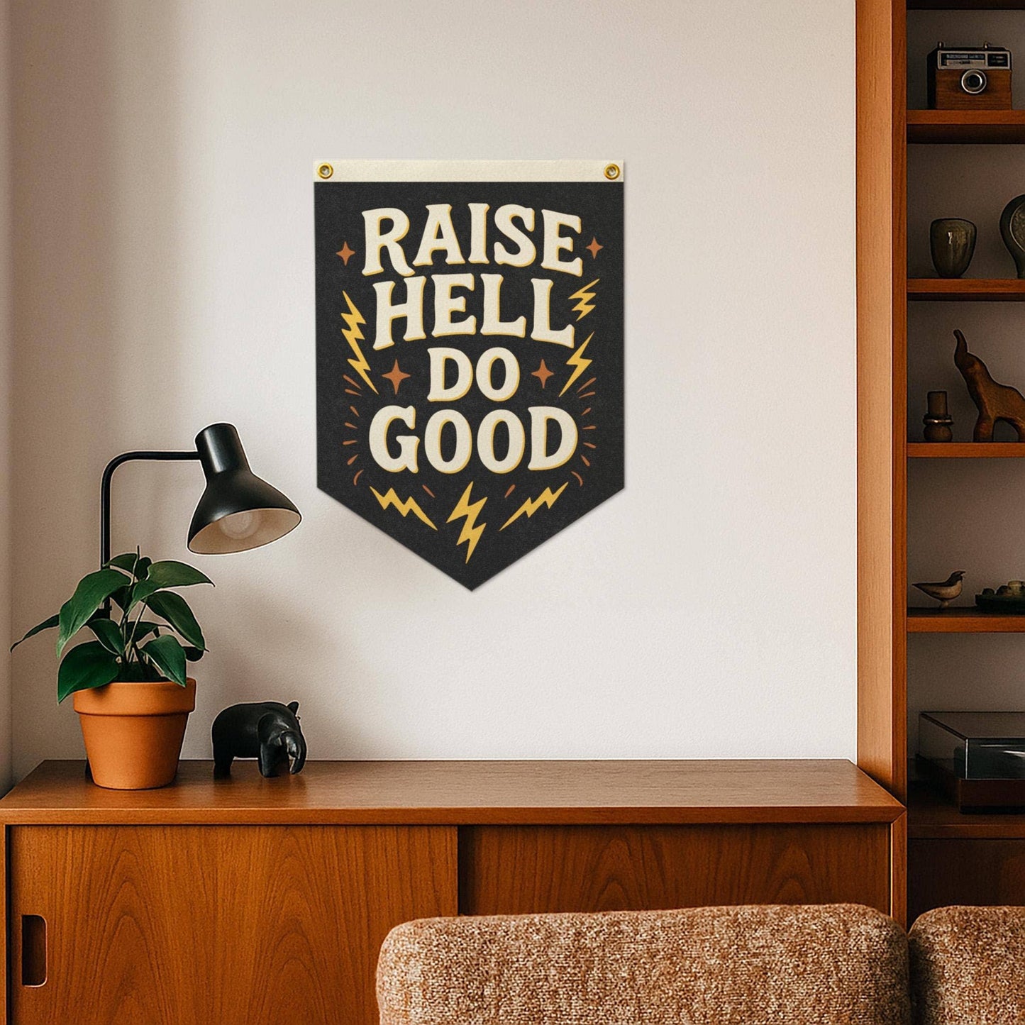 Raise Hell Do Good - Handprinted Felt Camp Flag