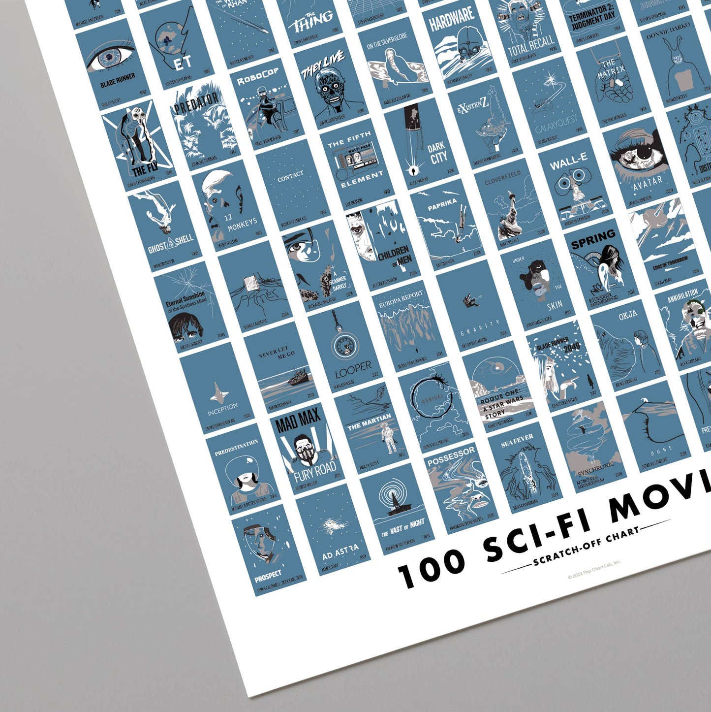 100 Sci-Fi Movies Scratch-Off Chart | 12" x 16" art print