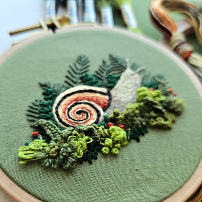Forest Snail Intermediate Embroidery Kit