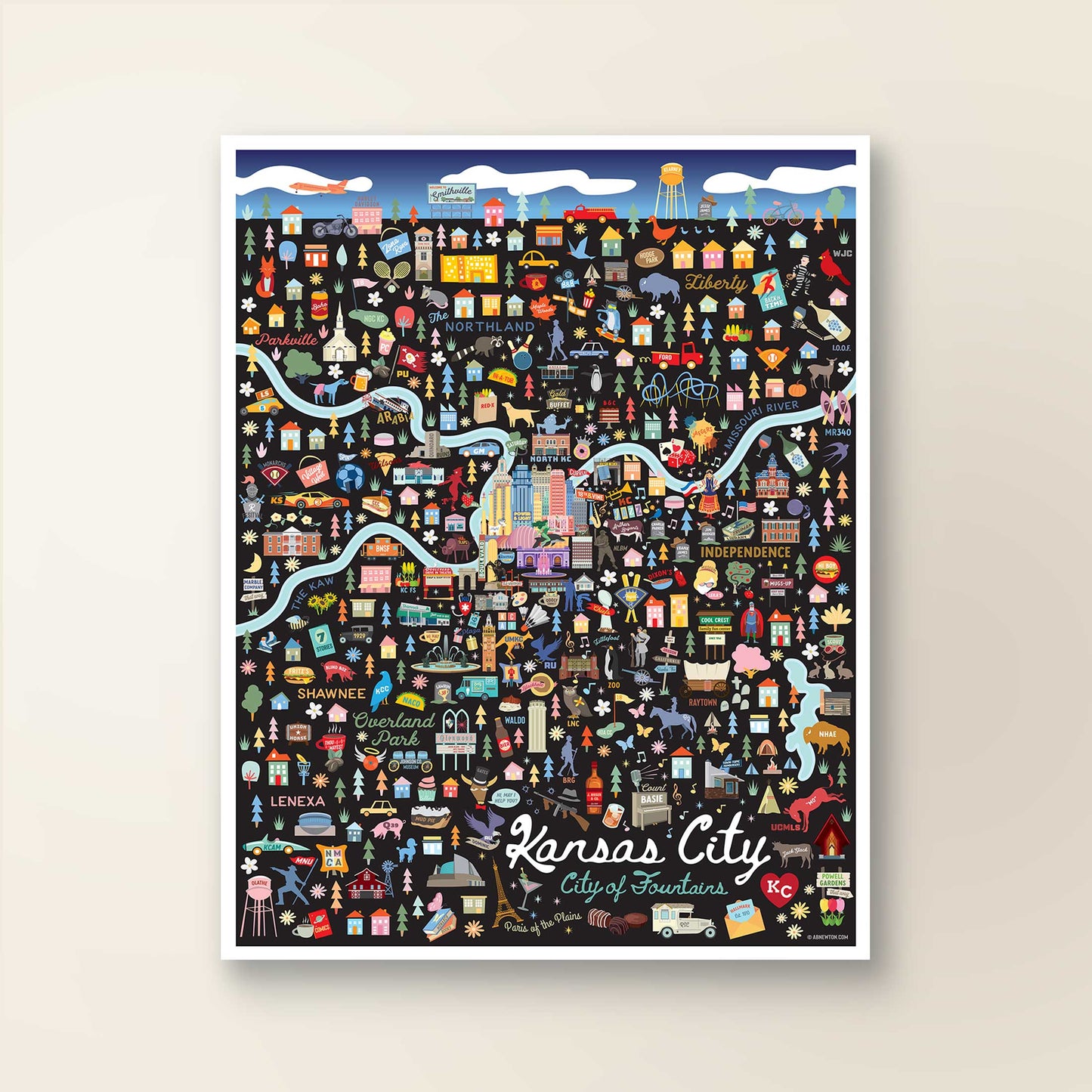 KANSAS CITY MO City Map Art Wall Decor City Series Print: 11x14 / Day