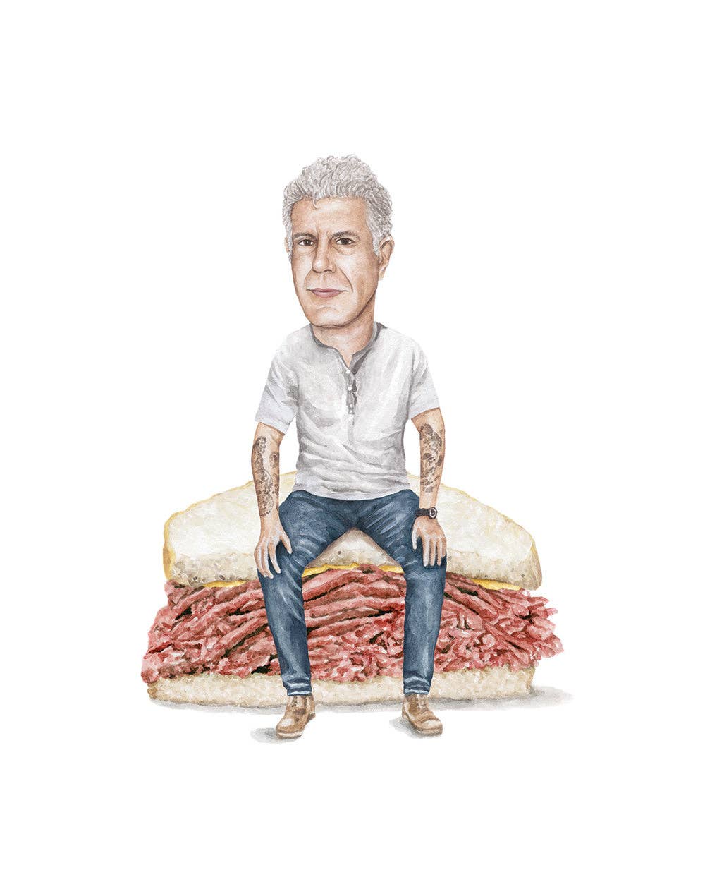 Anthony Bourdain Watercolor Print