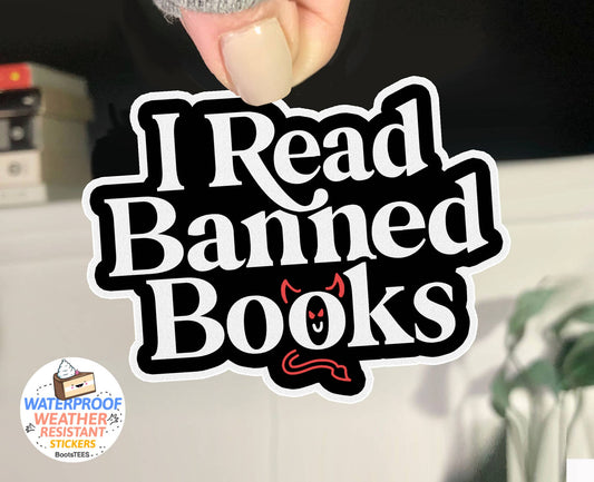 I Read Banned Books Sticker, 3" Waterproof Bookstore Decal