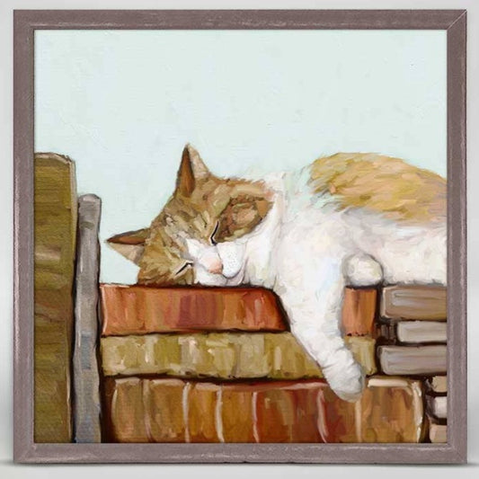 Cat On Books 3 by Cathy Walters Mini Framed Canvas