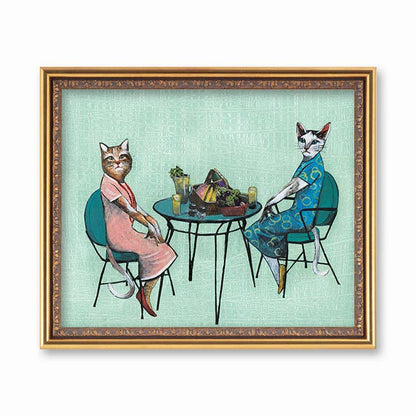 Fancy Cat Friends 8X10 Art Print