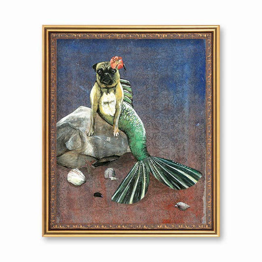 Mermaid Pug 8X10 Art Print