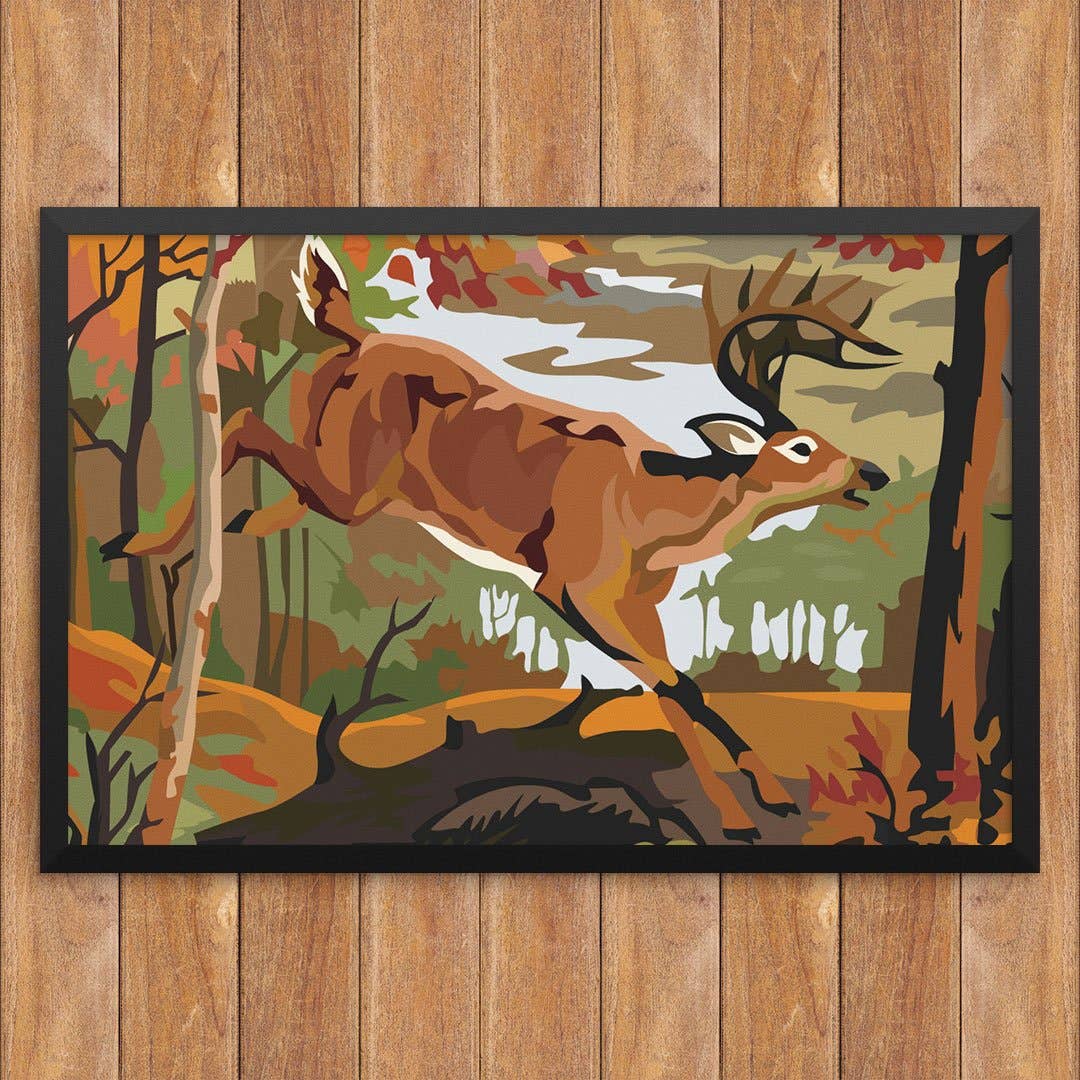 11'' x 14'' Paint By Number Style Leaping Deer Print