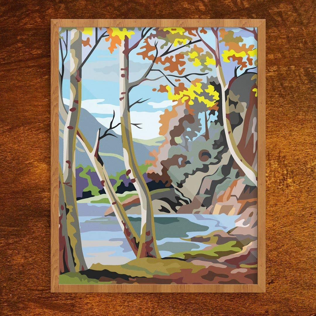 11'' x 14'' Paint By Number Style Autumn Scene Print