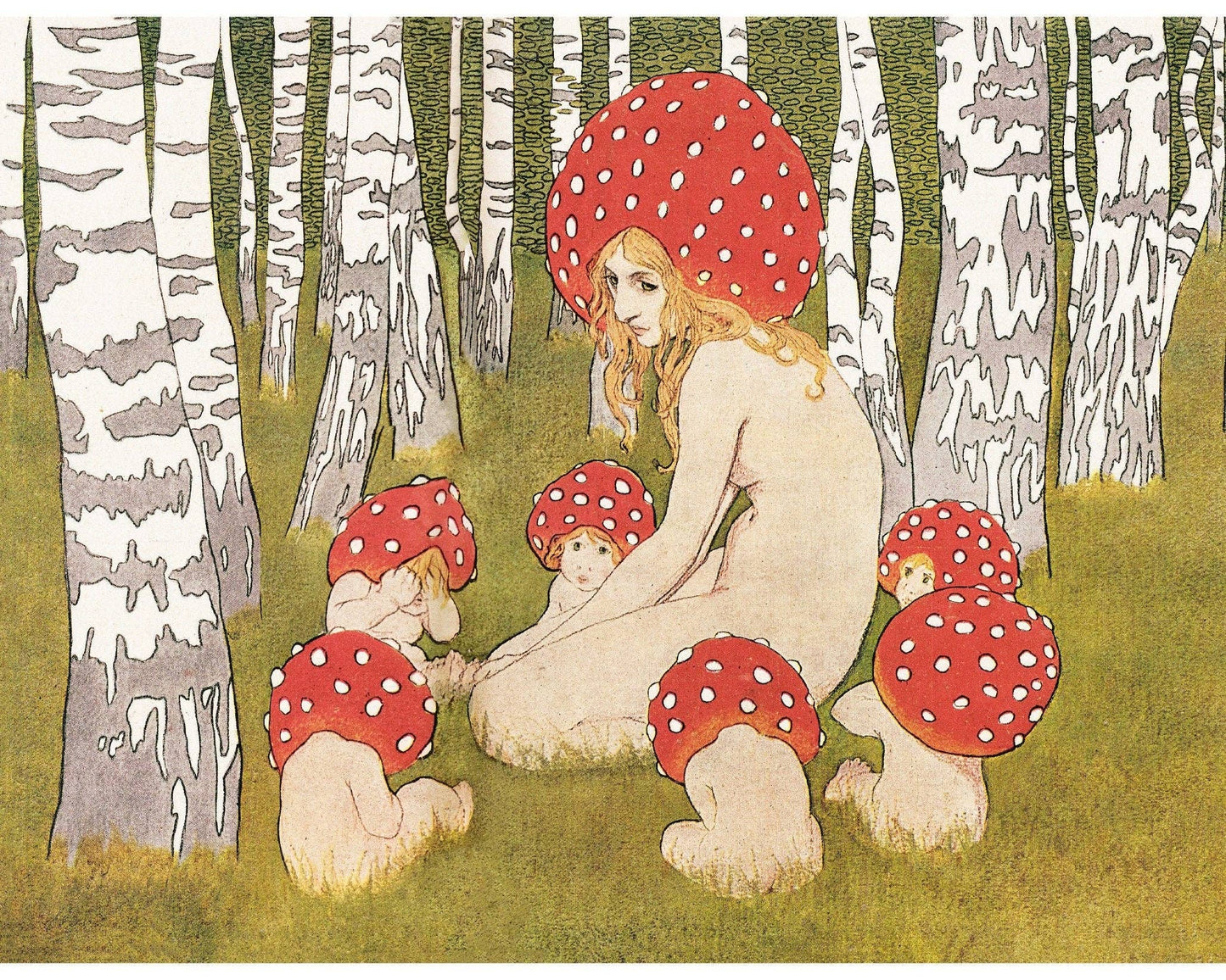 Vintage Mother Nature mushroom fine art print