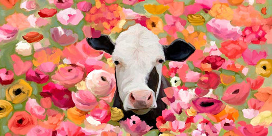 Wildflower Cow Stretched Canvas