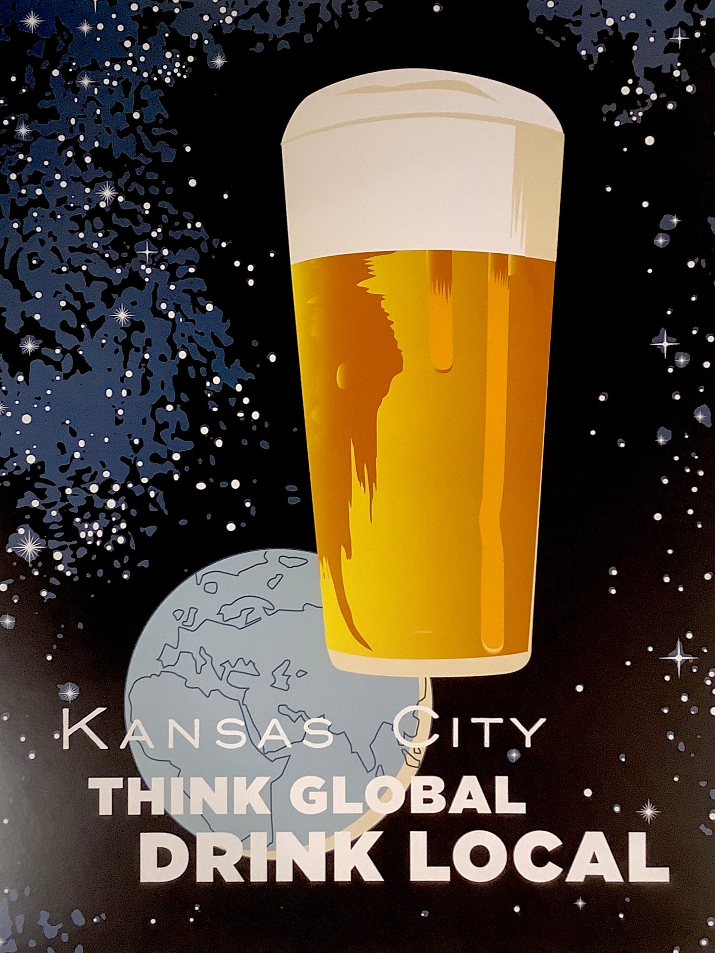 Think Global Drink Local SHAWNEE or KANSAS CITY Art Prints - 11” x 14”