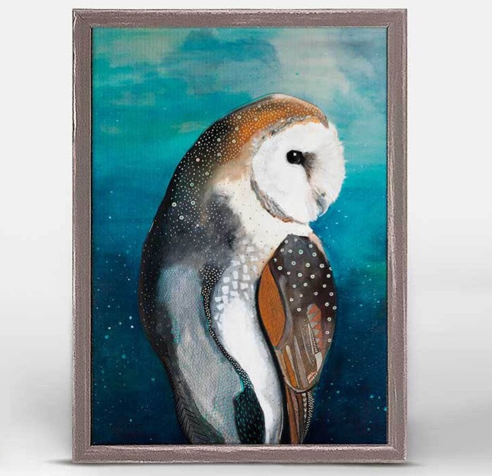 Starry Barn Owl by Emily Reid Mini Framed Canvas