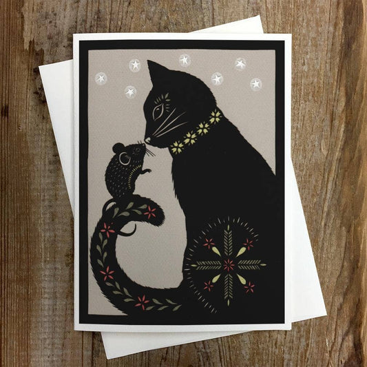 Cat and Mouse in Partnership - Large Greeting Card