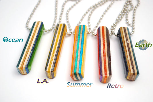Pattern Bar Necklace - Upcycled Jewelry Recycled Skateboards