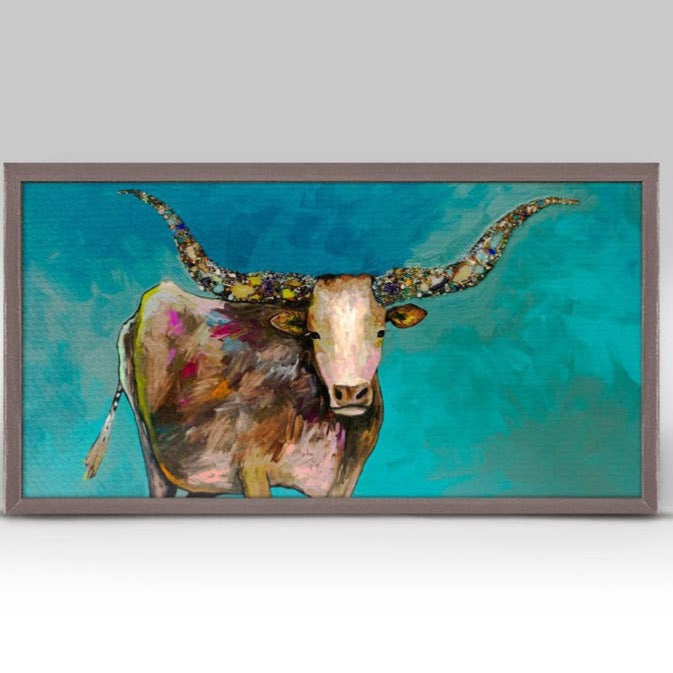 Longhorn Geode with Tail by Eli Halpin Mini Framed Canvas