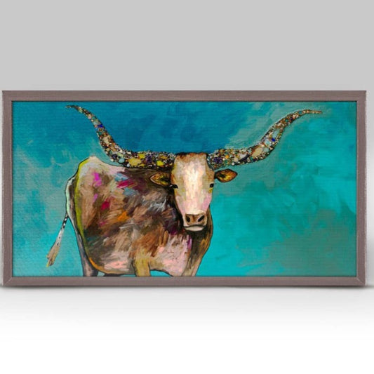 Longhorn Geode with Tail by Eli Halpin Mini Framed Canvas