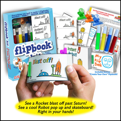 Rocket and Robot DIY Animation Flip book Kit