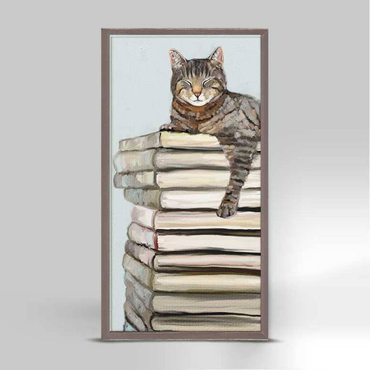 Cat On Books 2 by Cathy Walters Mini Framed Canvas