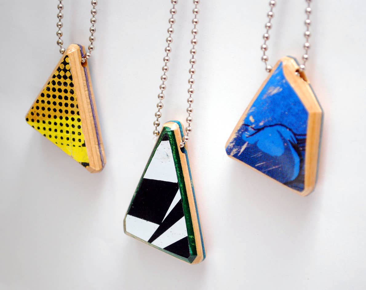 Recycled Skateboard Necklace -Random, Unique Shapes Upcycled – Shop7Stories