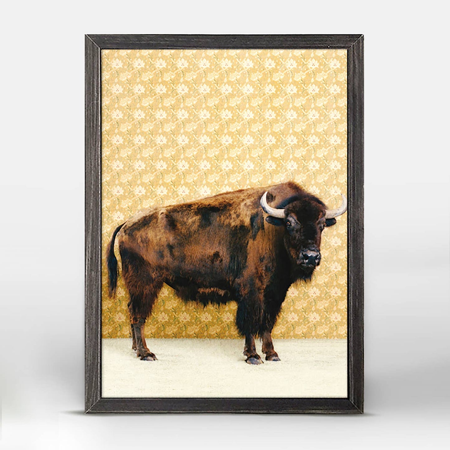 Bison On Yellow Mini Framed Canvas