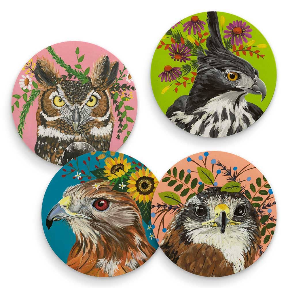 Flora & Fauna Birds - Set of 4 by Spring Whitaker Coasters