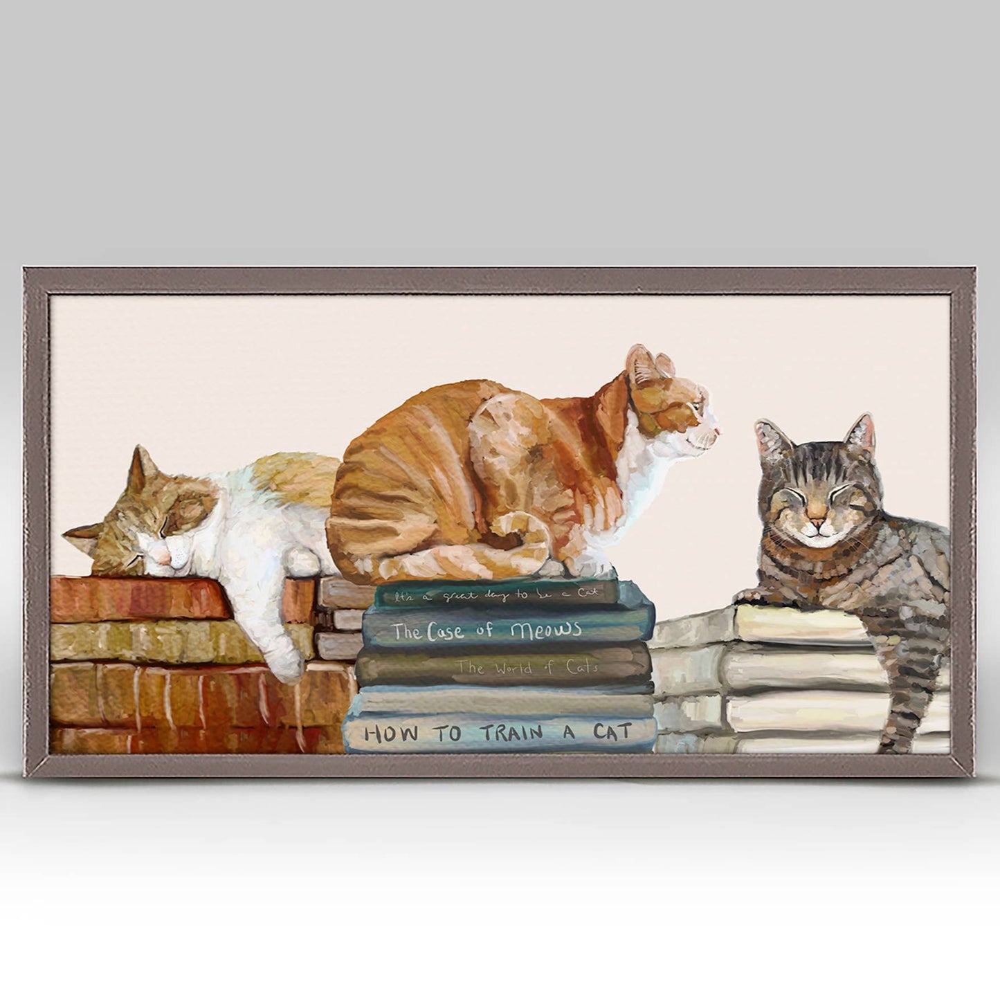 Cats On Books Mini Framed Canvas